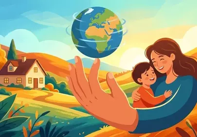Nurturing Our World: Mother, Child & Earth's Embrace