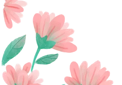Charming Pink Blooms: Hand-Painted Floral Corner Illustration
