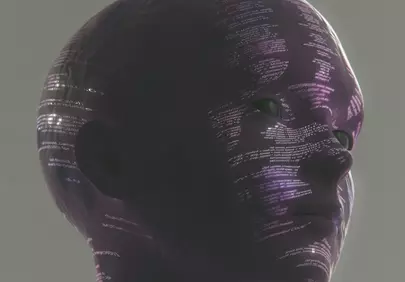 Enigmatic Digital Presence: Textured Purple Humanoid Head