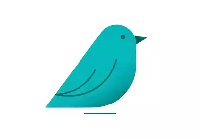 Minimalist Teal Bird Icon: Modern Nature Symbol Art