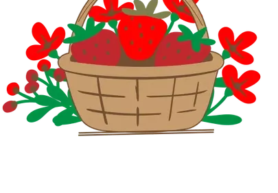 Rustic Charm: Hand-Drawn Strawberry Basket Illustration