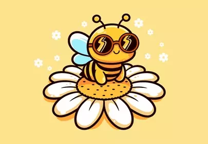 Charming Bee in Sunglasses on Daisy: Cute Cartoon Illustration