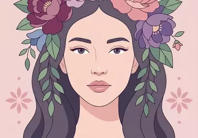 Enchanting Floral Crown Beauty: Pastel Art Illustration