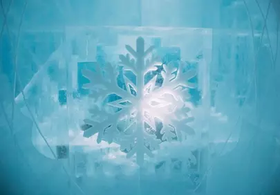 Stunning Ice Snowflake Carving with Glowing Core