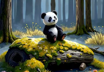 Charming Panda's Forest Serenity: A Whimsical Woodland Dream
