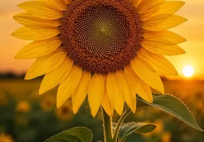 Radiant Sunflower Bathed in Golden Hour Glow