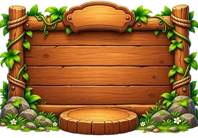 Vibrant Jungle Wood UI: Adventure Game Assets