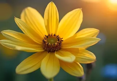 Radiant Yellow Bloom: A Golden Summer Flower's Embrace