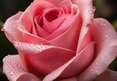 Stunning Pink Rose with Dewdrops: A Close-up of Nature's Art