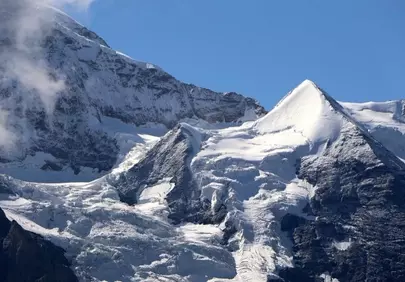 Breathtaking Alpine Panorama: Snowy Peaks and Glaciers in Switzerland