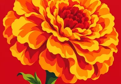Vibrant Autumn Marigold: Golden Flower Illustration