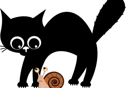 Humorous Encounter: Wide-Eyed Character Meets Cute Snail