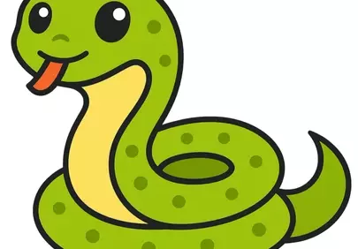 Charming Green Cartoon Snake with Playful Grin