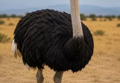 Majestic Ostrich Dominates the Arid Savanna Landscape