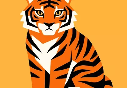 Vibrant Stylized Tiger: A Striking Orange Illustration