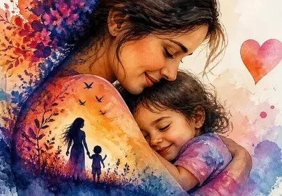 Heartwarming Watercolor Embrace: Motherhood's Pure Love
