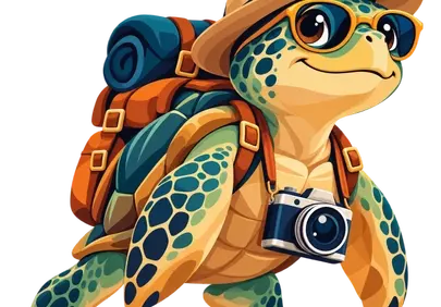 Charming Explorer: Adorable Turtle on an Epic Adventure