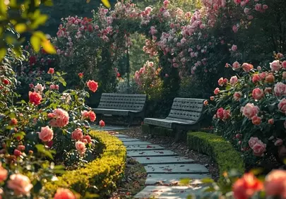 Enchanting Rose Garden Path: A Serene Escape