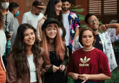 Vibrant Youthful Gathering: Diverse Friends United in Joy