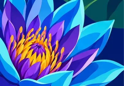 Vibrant Blue Lotus: Exotic Botanical Illustration