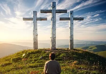 Serene Sunset: Prayer at Three Crosses