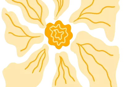 Vibrant Yellow Abstract Bloom: A Cheerful Floral Illustration