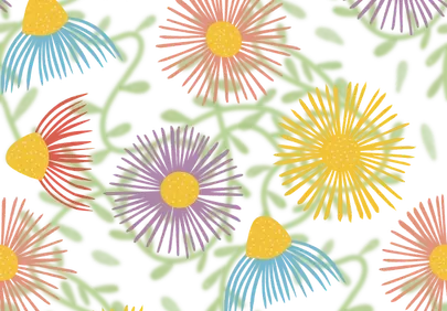 Vibrant Abstract Floral Pattern on Black Canvas