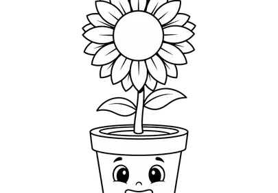 Charming Cartoon Sunflower in Pot