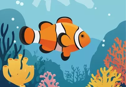 Vibrant Clownfish Illustration: A Coral Reef Delight