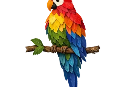 Vibrant Feathered Parrot Perched on Branch