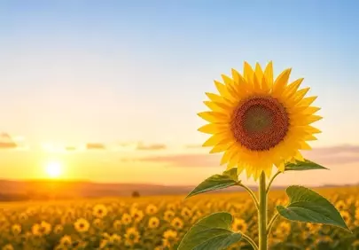 Radiant Sunflower Bathed in Golden Sunset Light