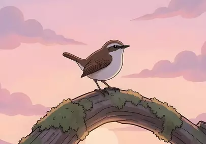 Charming Songbird Perched on Branch at Sunset