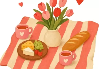Charming Picnic Delight: Romantic Tea Time with Tulips
