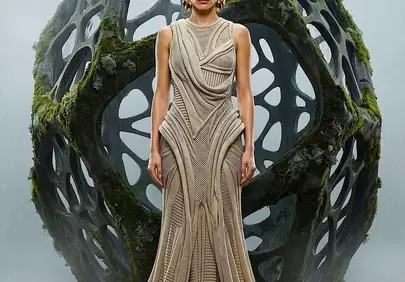 Stunning Sci-Fi Fashion: Biomorphic Elegance in a Futuristic Landscape