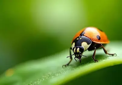Vibrant Macro: Ladybug on a Lush Green Leaf