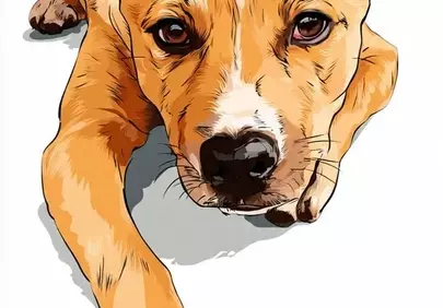Charming Golden Puppy Portrait: Digital Art Cuteness
