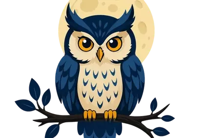 Mystical Night Owl: Majestic Bird Perched Under a Full Moon
