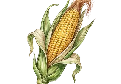 Vibrant Hand-Drawn Watercolor Corn Illustration