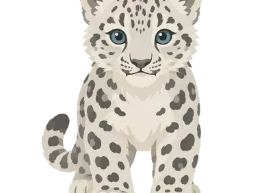 Adorable Snow Leopard Cub: Playful Wildcat Illustration