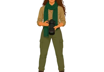 Confident Wildlife Photographer with Telephoto Lens