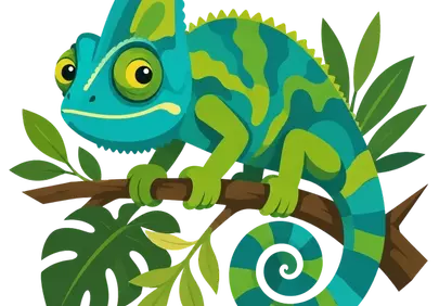 Vibrant Chameleon: A Jungle Jewel on a Branch