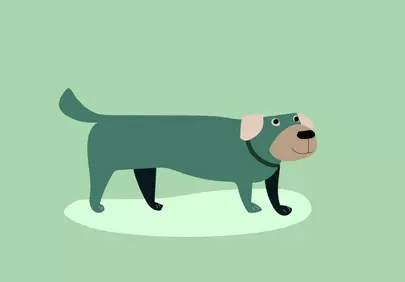 Charming Green Dog: A Playful Flat Design Illustration