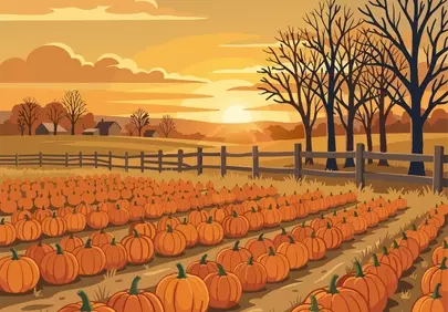 Golden Hour Glow: Abundant Pumpkin Patch Harvest