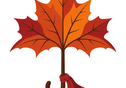 Vibrant Autumn Leaf Umbrella: Whimsical Fall Illustration