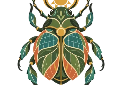 Mystical Green Scarab: Ancient Sun-Inspired Design