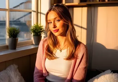 Enchanting Blonde Woman Bathed in Golden Afternoon Light