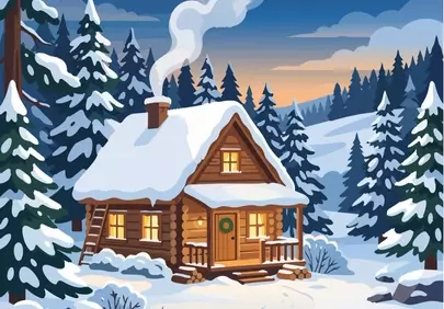 Enchanting Winter Cabin: Cozy Snowfall Retreat