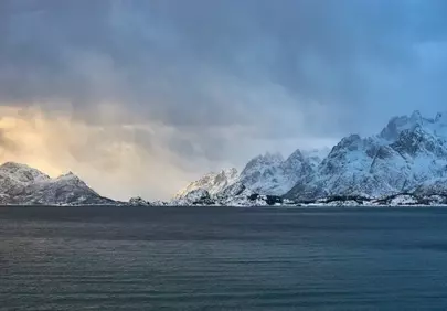 Dramatic Winter Fjord Sunset: Nordic Landscape Majesty