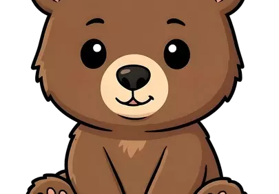 Adorable Cartoon Bear Cub: Sweet, Simple Line Art Illustration