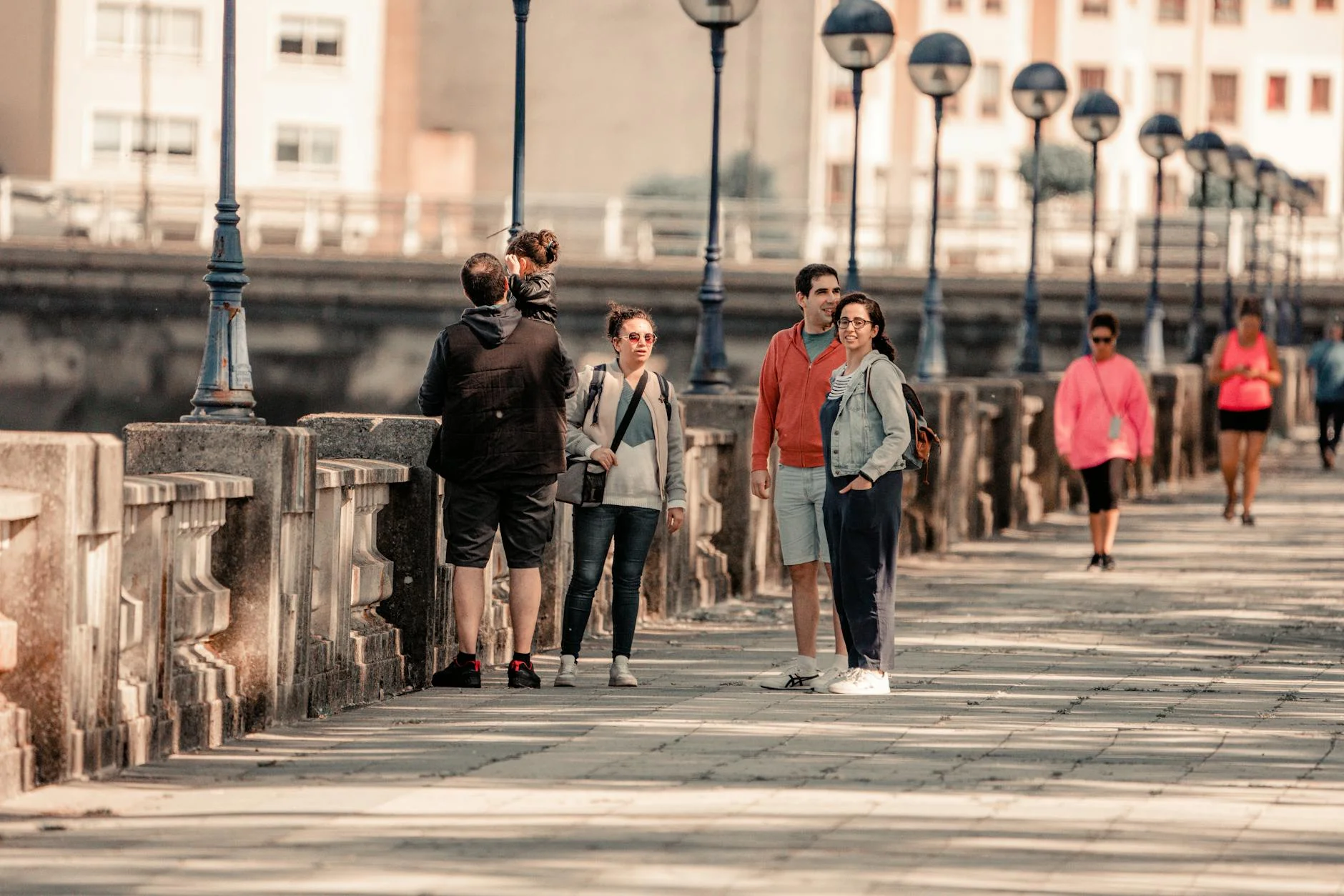 Vibrant Riverside Promenade: Capturing Urban Leisure